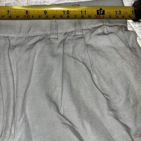 Zara High Waist Pleated Wide Leg Cotton Linen Gray Trouser Pants Preppy Corpcore - Picture 6 of 13